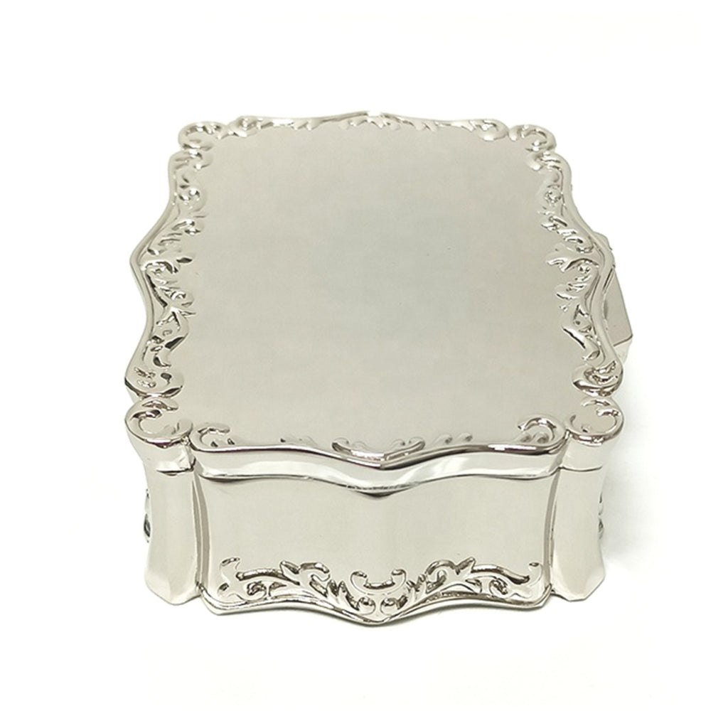 Personalized Baptism Jewelry Box with Cross – Silver Keepsake Box