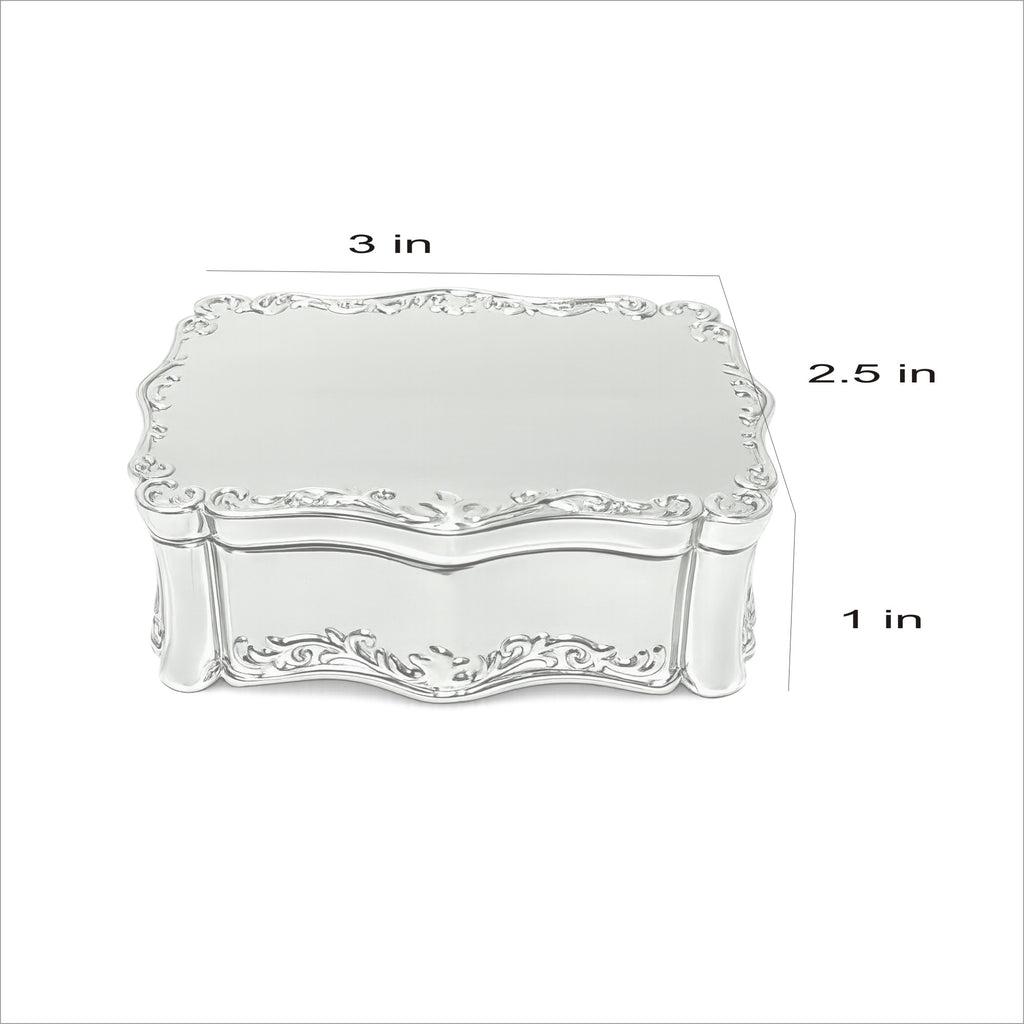 Personalized Baptism Jewelry Box with Cross – Silver Keepsake Box