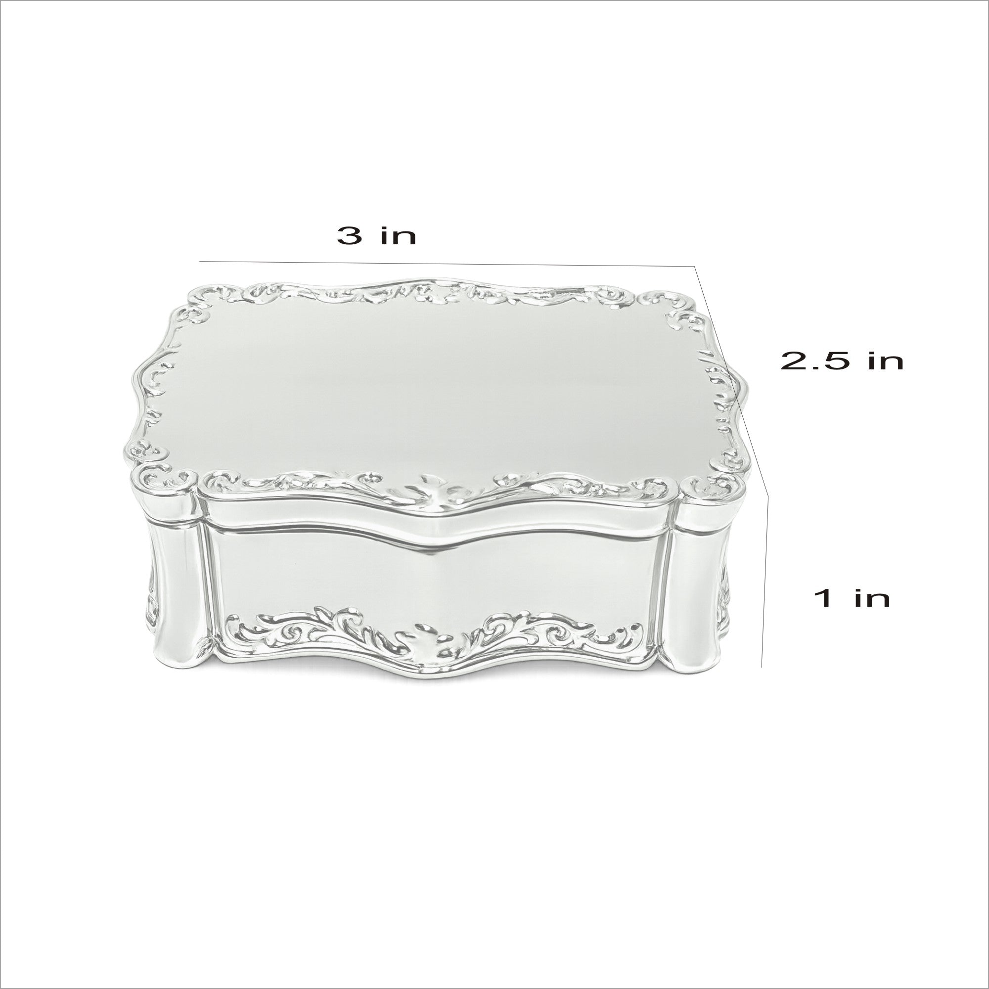 Personalized Baptism Jewelry Box with Cross – Silver Keepsake Box