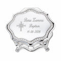Personalized Baptism Octagon Jewelry Box with Cross – Silver Keepsake Gift