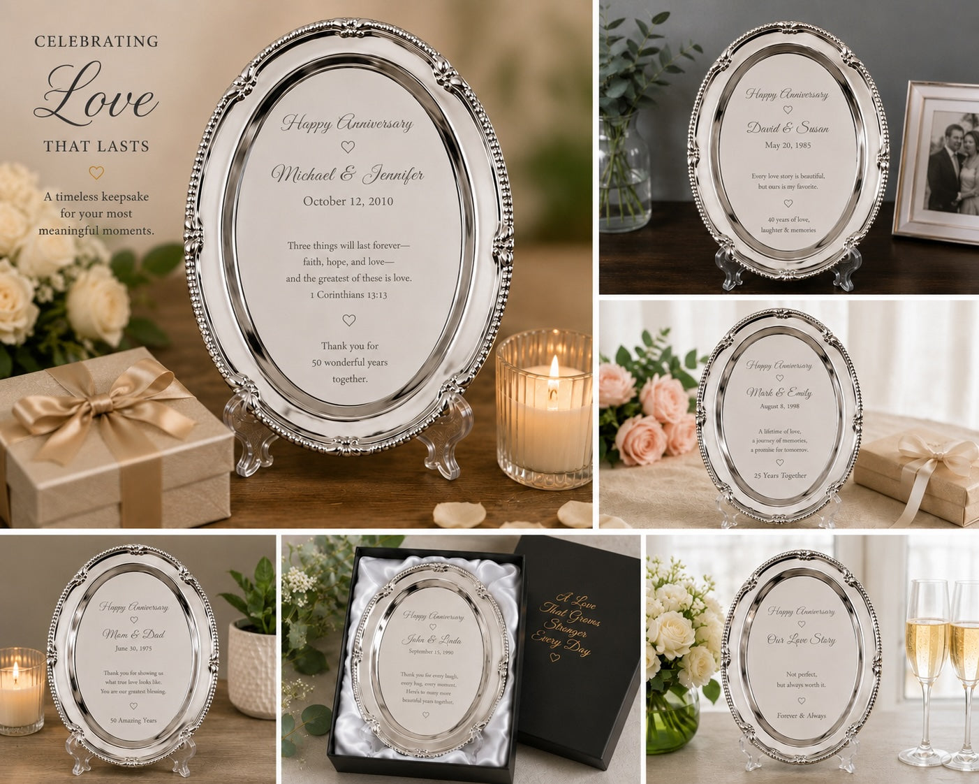 Personalized Silver Wedding Tray – Engraved Keepsake Gift for Couple