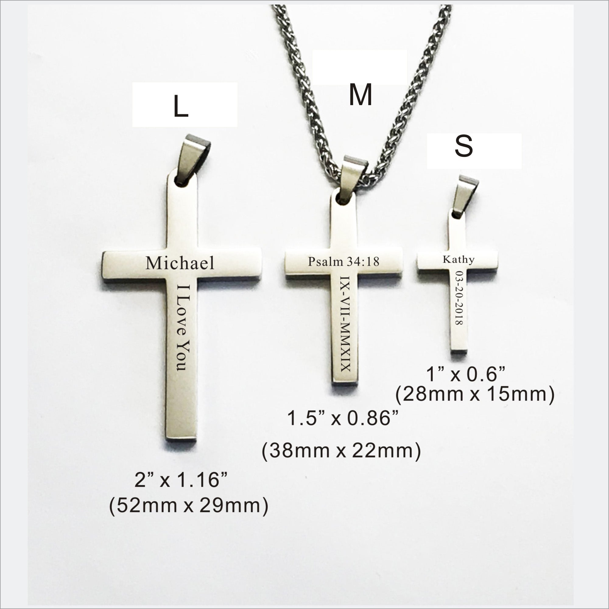 Personalized Stainless Steel Cross Necklace | Custom Engraved Christian Gift