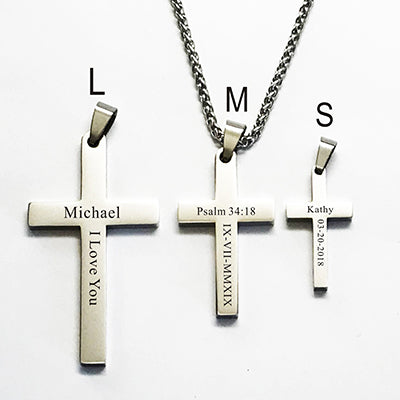 Personalized Stainless Steel Cross Necklace | Custom Engraved Christian Gift