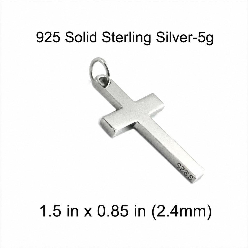 Custom Engraved 925 Sterling Silver Cross Necklace | Personalized Silver Cross Pendant | Christian Gift for Men & Women