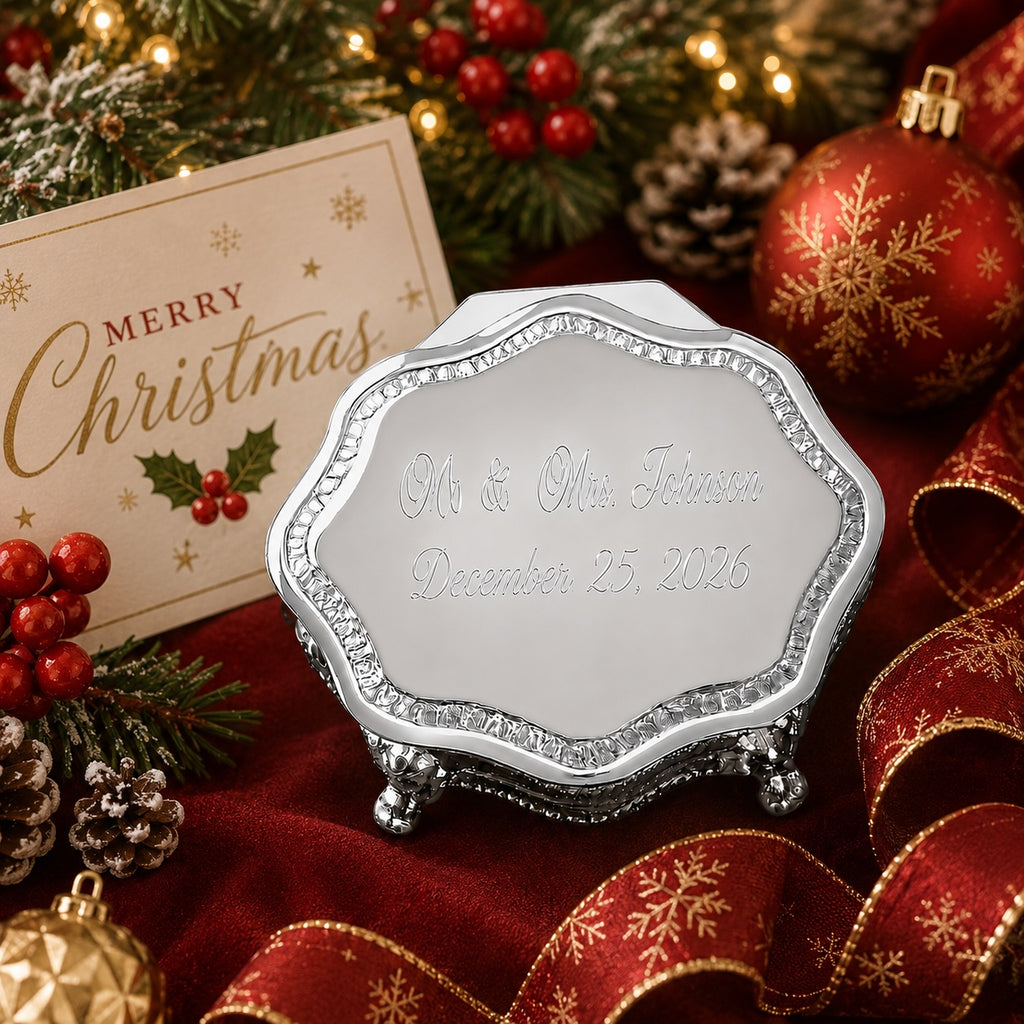 Personalized Victorian Silver Jewelry Box | Custom Engraved Keepsake Box | Vintage Jewelry Box Gift for Her