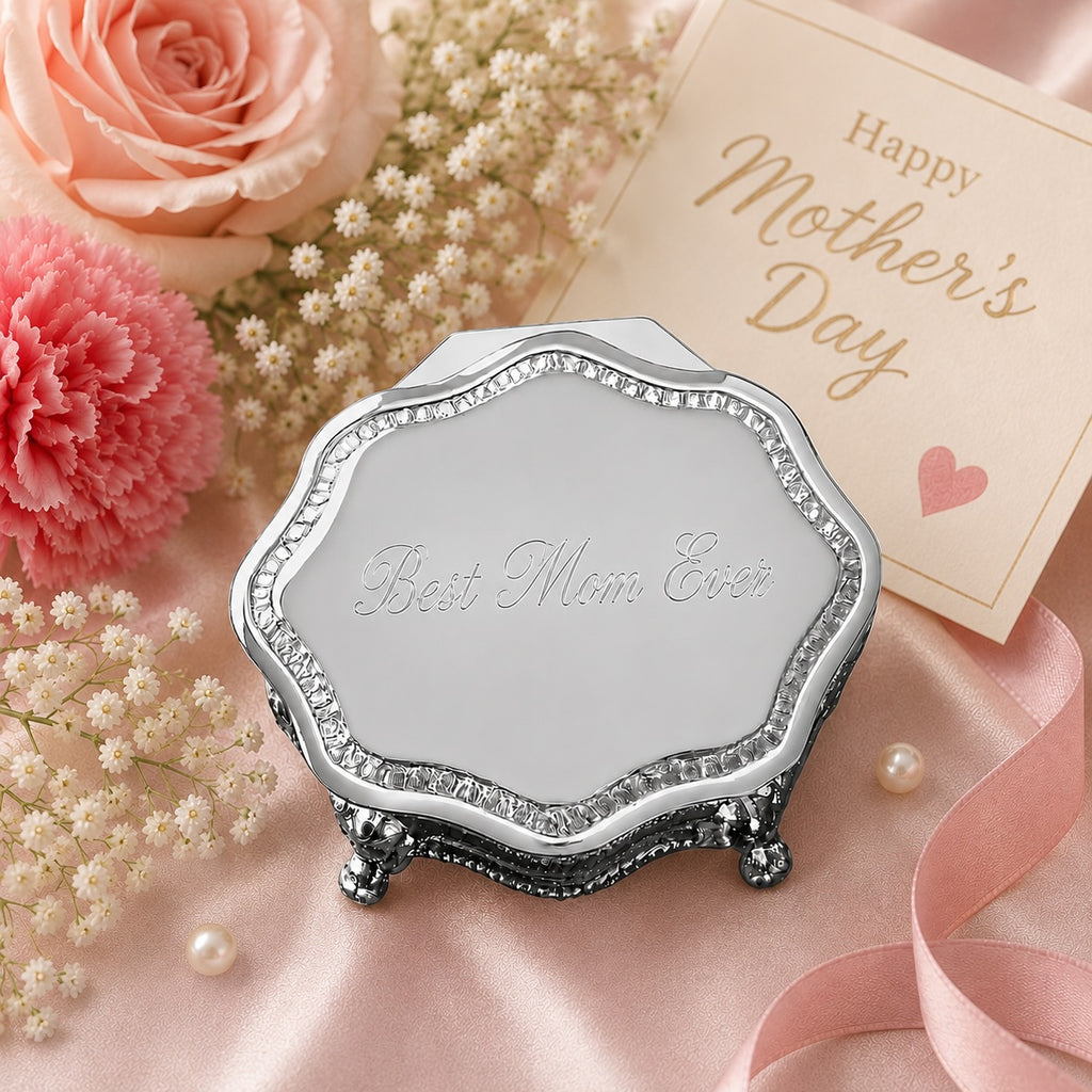 Personalized Victorian Silver Jewelry Box | Custom Engraved Keepsake Box | Vintage Jewelry Box Gift for Her