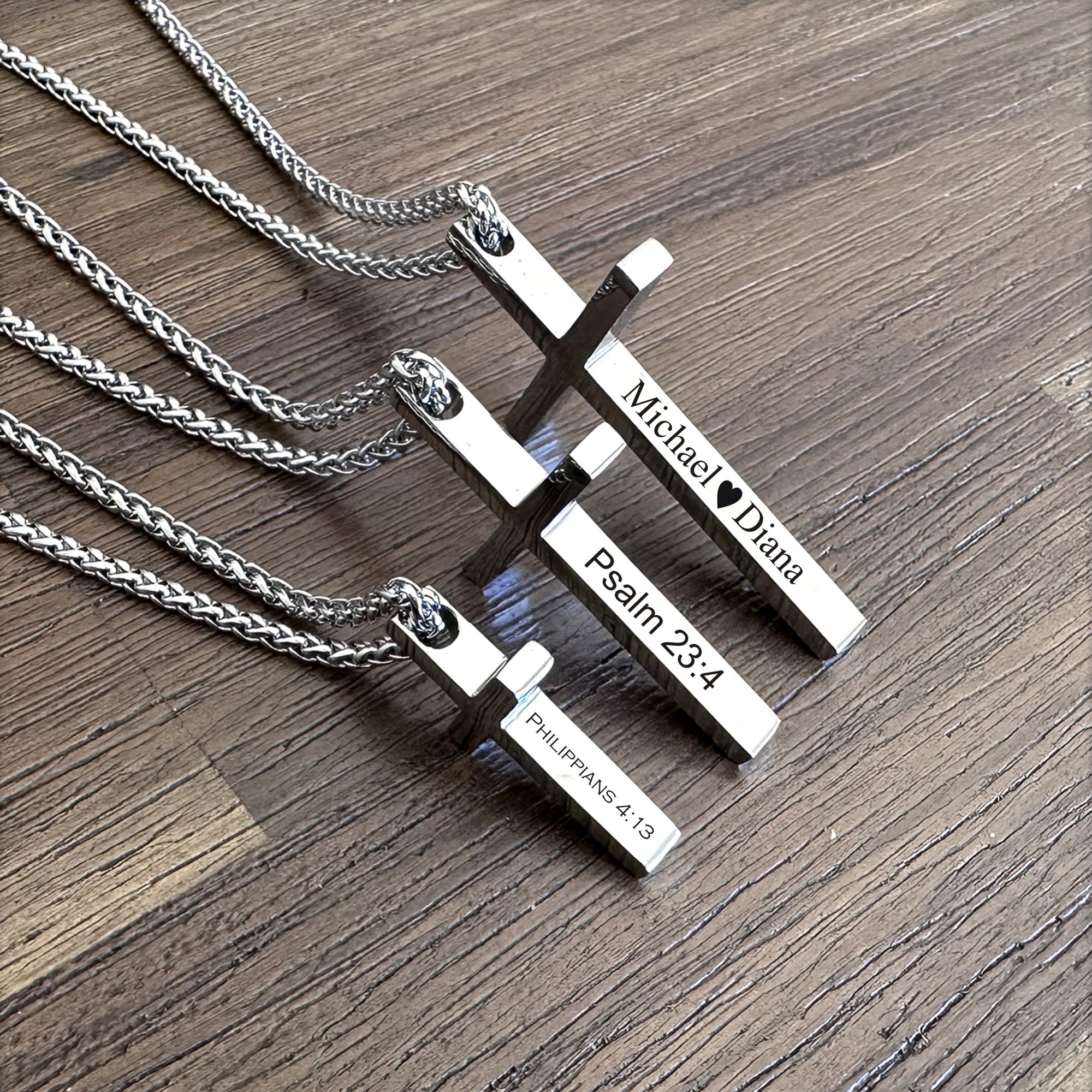 Personalized Stainless Steel Cross Necklace for Men