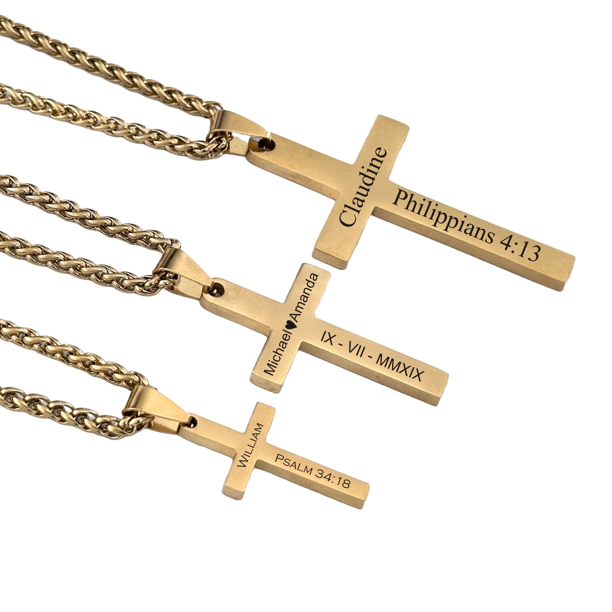 Personalized 18K Gold Plated Cross Necklace | Custom Engraved Christian Gift