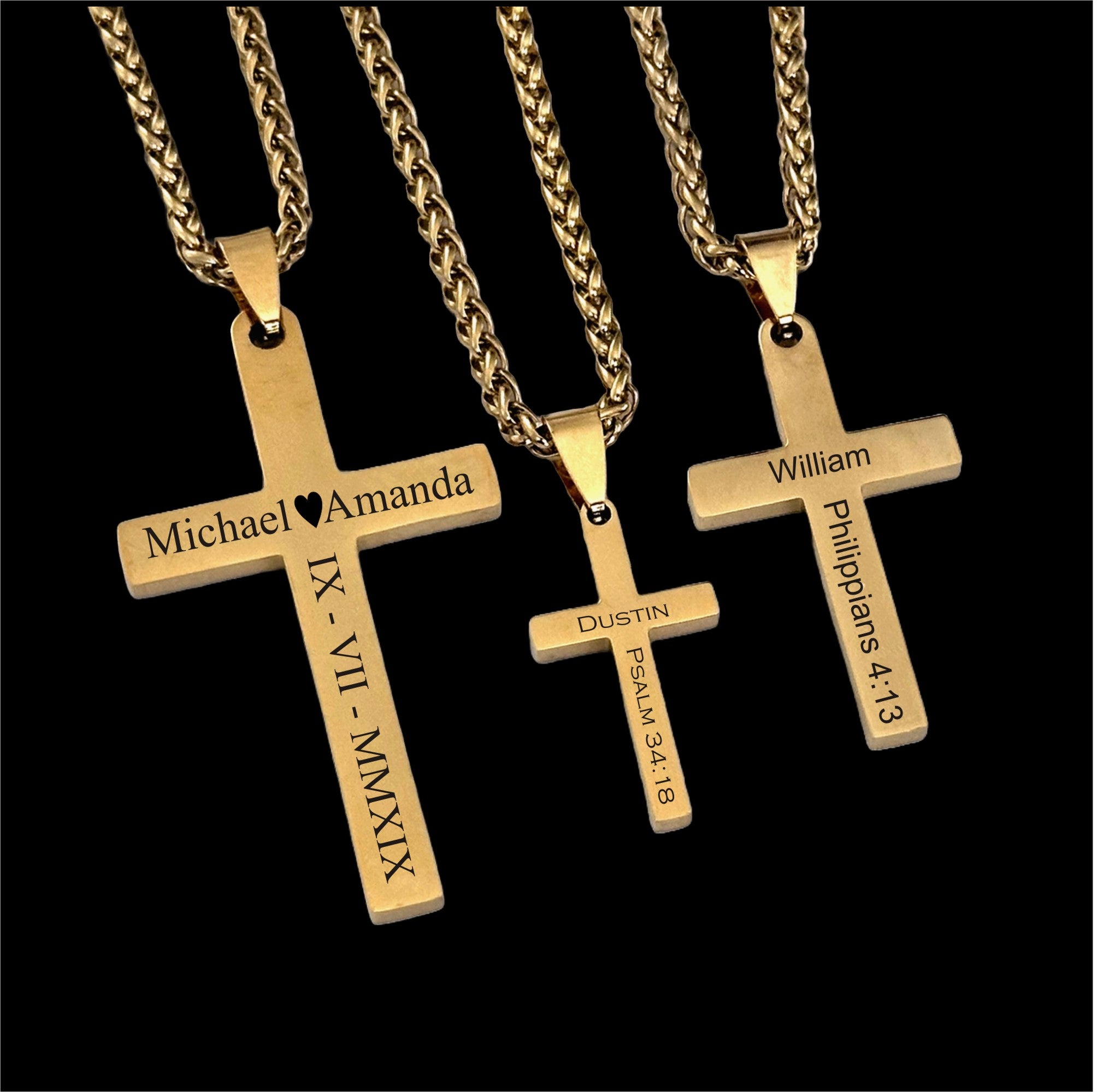 Personalized 18K Gold Plated Cross Necklace | Custom Engraved Christian Gift