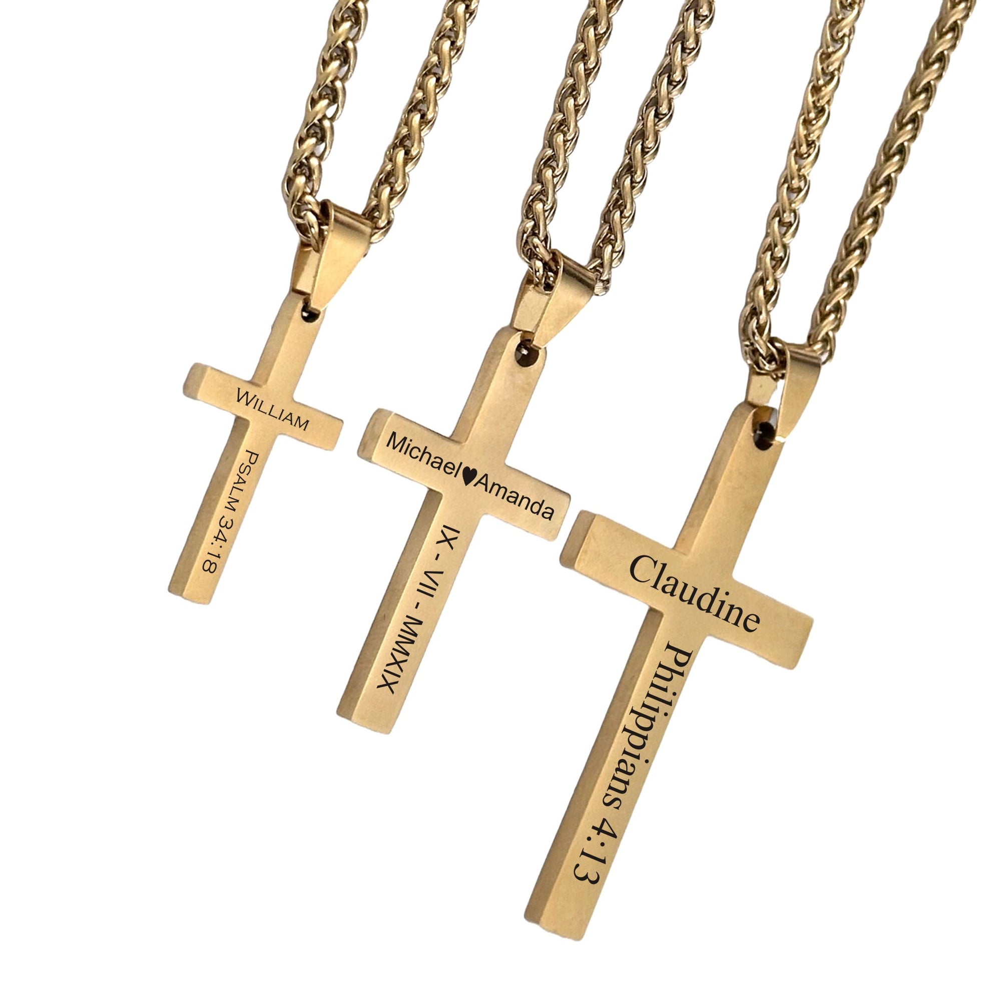 Personalized 18K Gold Plated Cross Necklace | Custom Engraved Christian Gift