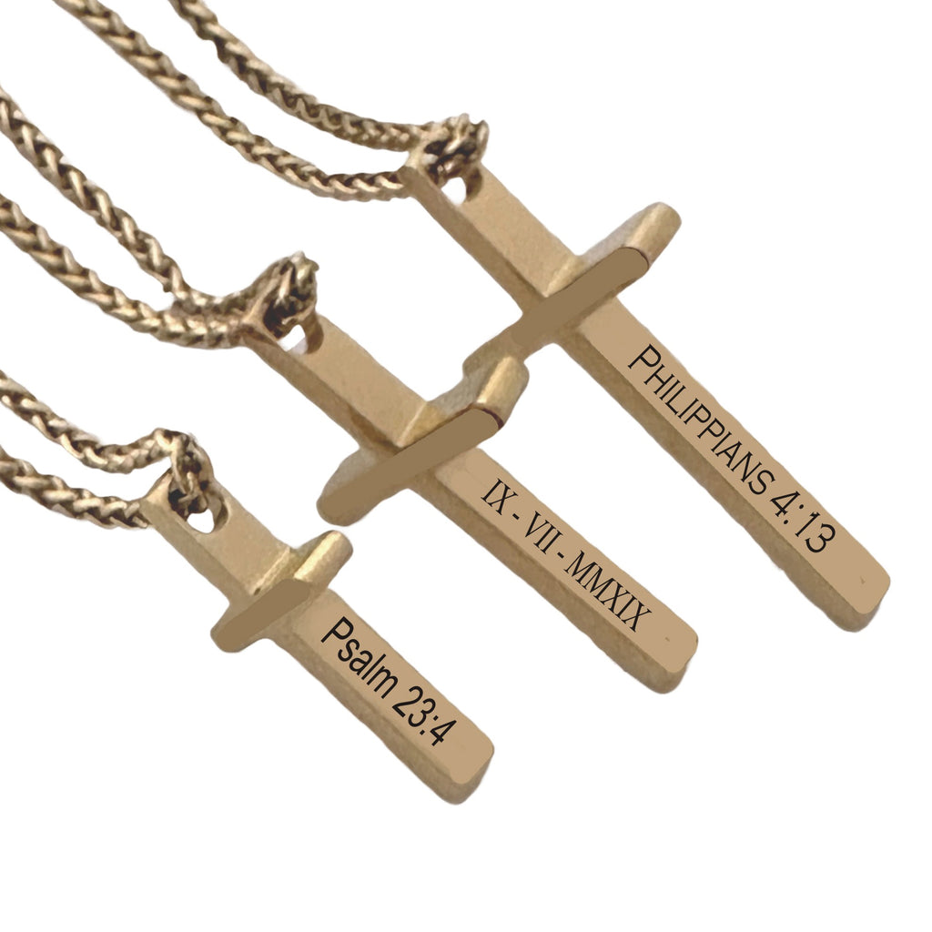 Personalized 18K Gold Plated Cross Necklace | Engraved Christian Gift