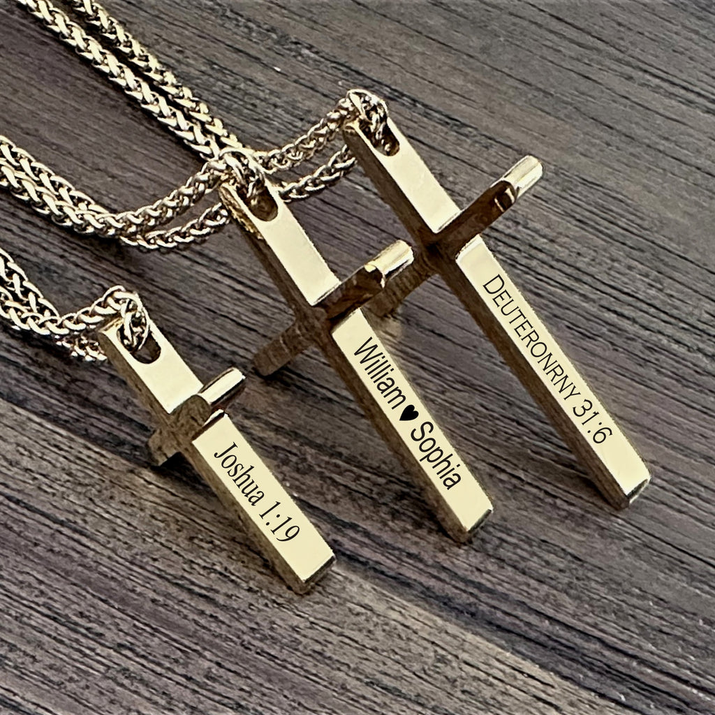 Personalized 18K Gold Plated Cross Necklace | Engraved Christian Gift