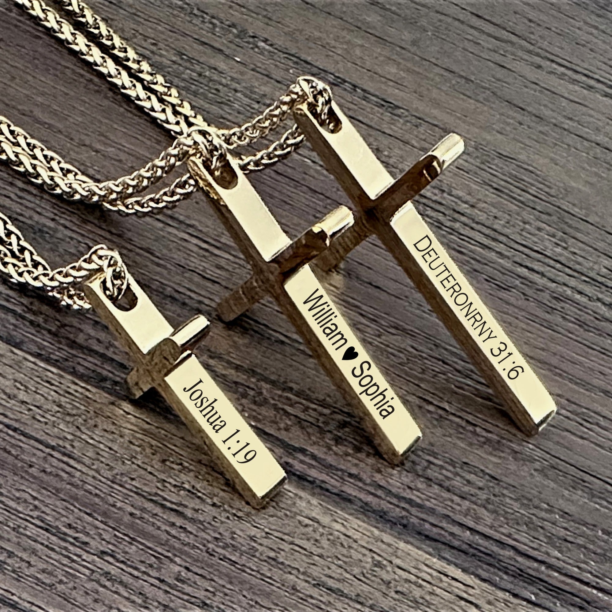Personalized 18K Gold Plated Cross Necklace | Engraved Christian Gift