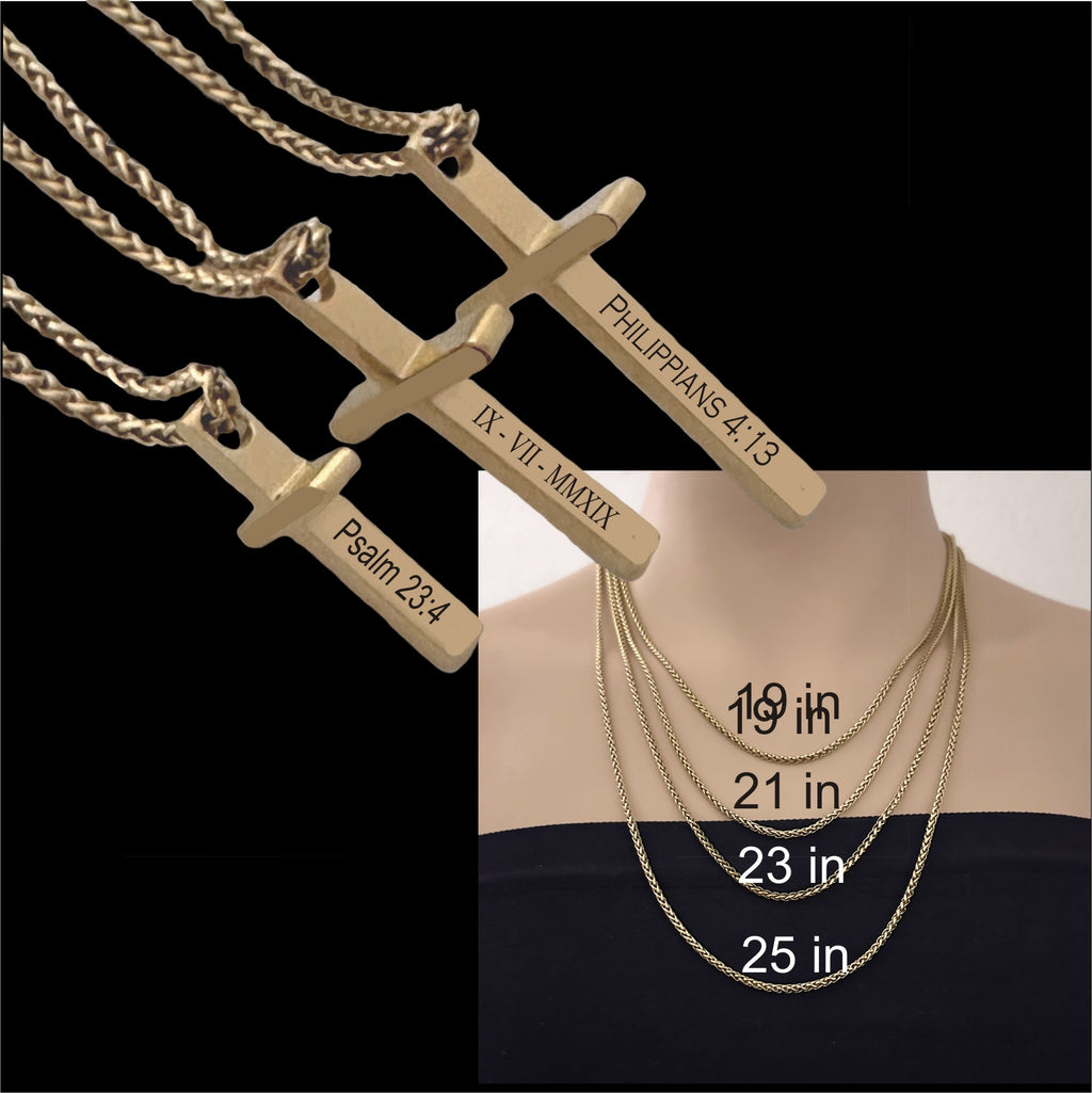 Personalized 18K Gold Plated Cross Necklace | Engraved Christian Gift