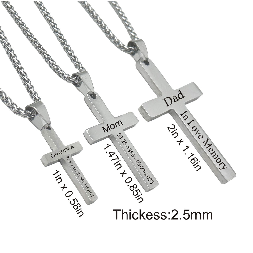 Personalized Stainless Steel Cross Necklace | Custom Engraved Christian Gift