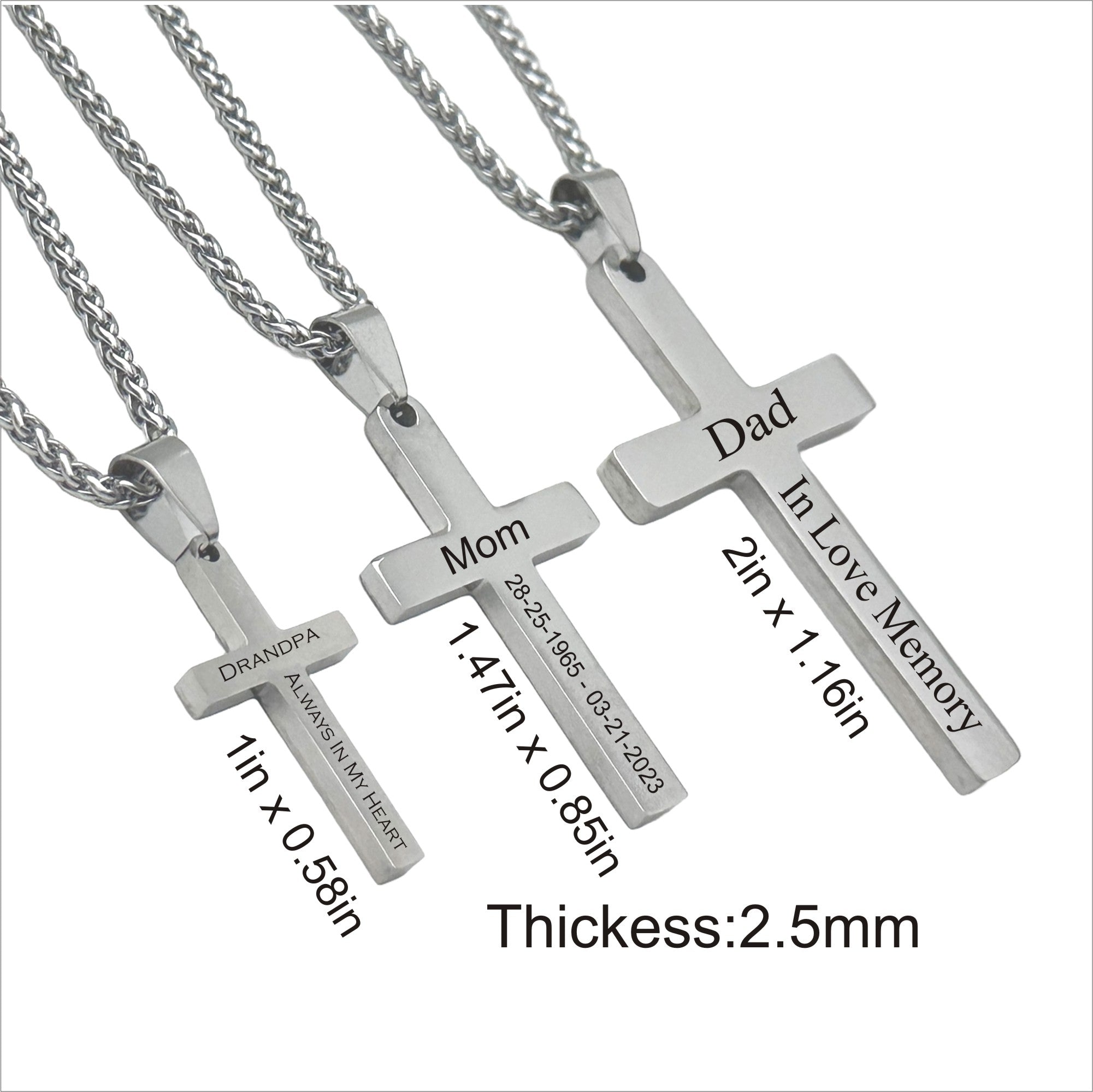 Personalized Stainless Steel Cross Necklace | Custom Engraved Christian Gift