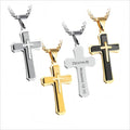 Personalized Stainless Steel Cross Necklace | Silver, Gold & Black | Custom Engraved Christian Gift