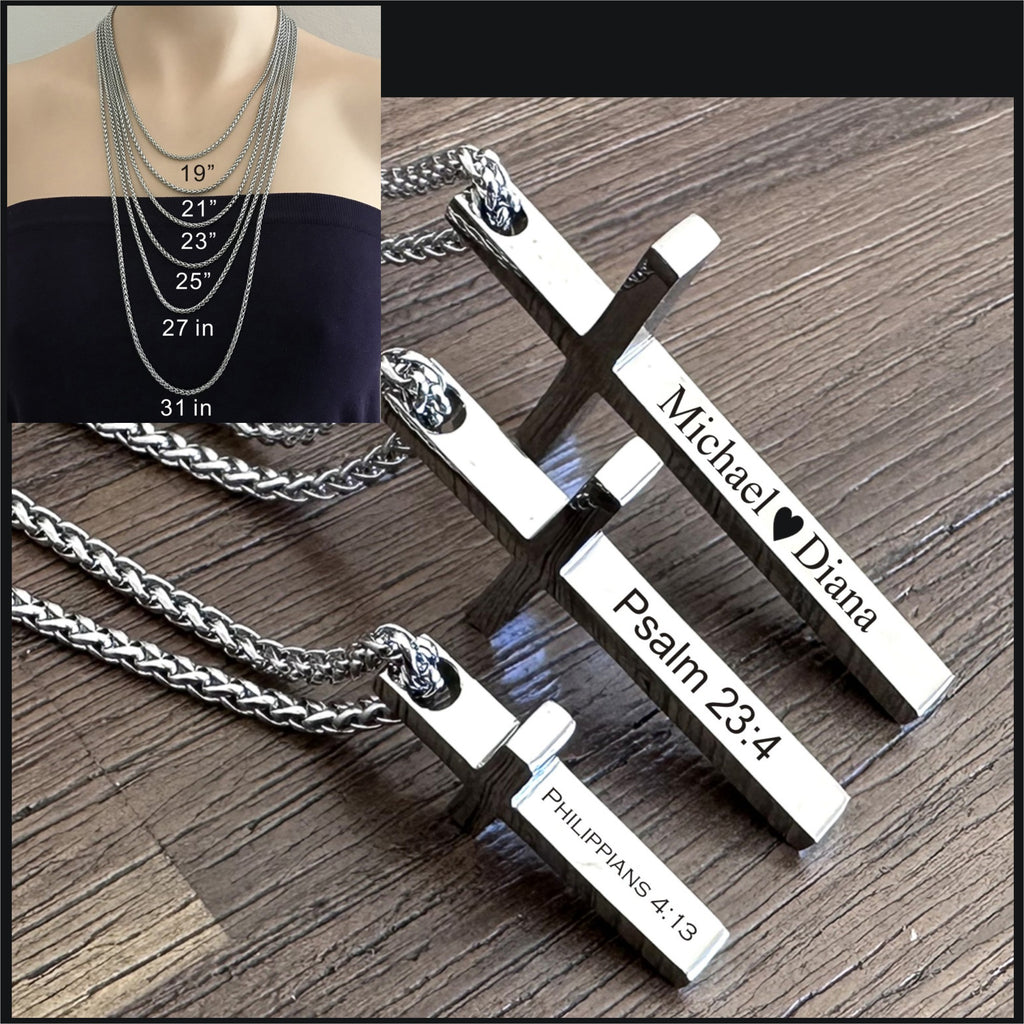 Personalized Stainless Steel Cross Necklace for Men