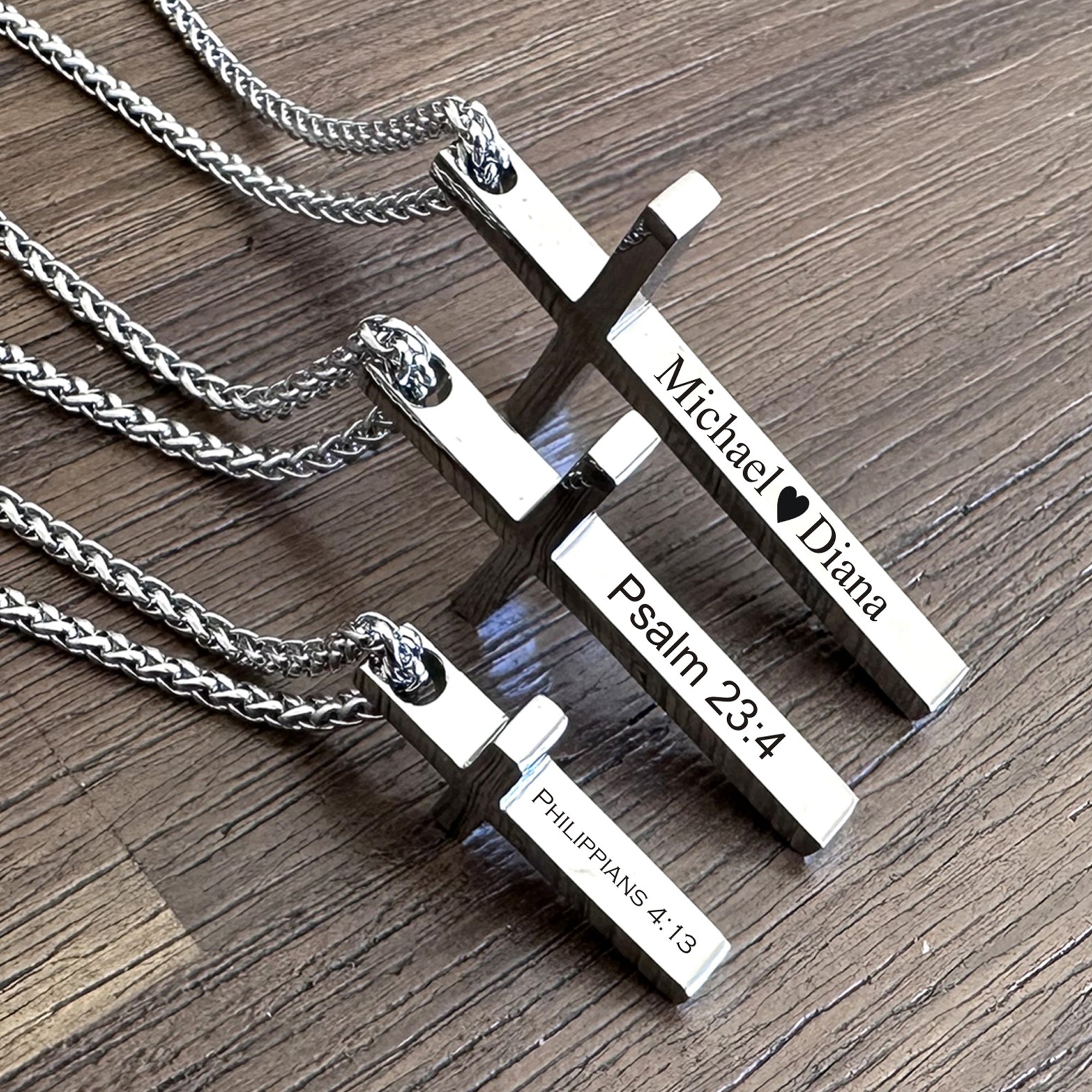 Personalized Stainless Steel Cross Necklace for Men