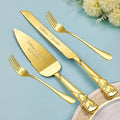 Personalized Gold Wedding Cake Knife & Server Set with Forks | Custom Engraved Cake Cutting Set