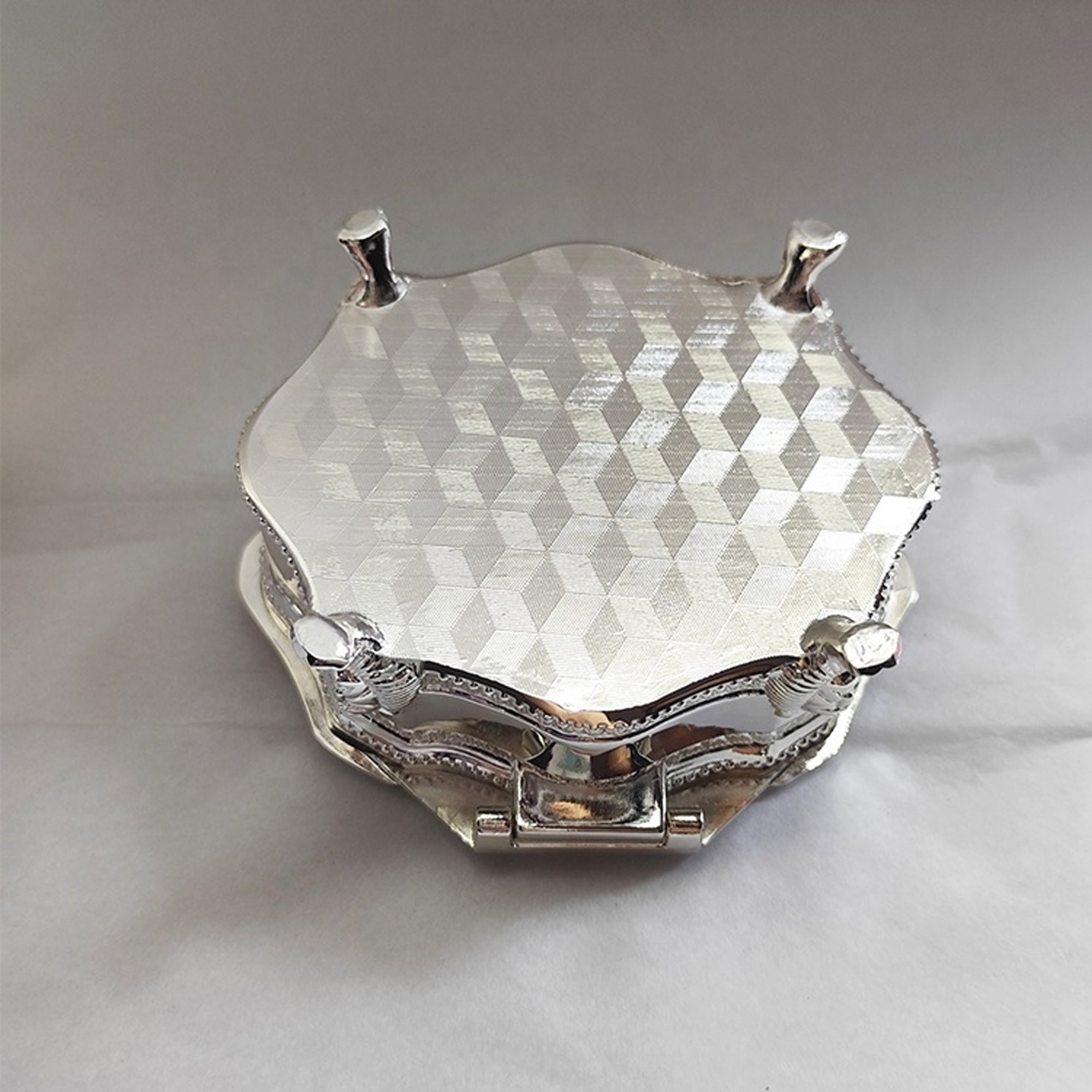 Personalized Baptism Octagon Jewelry Box with Cross – Silver Keepsake Gift