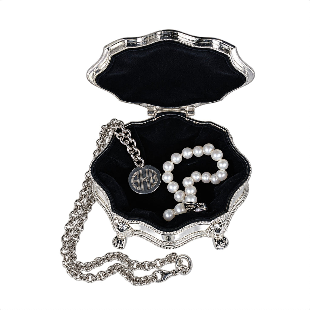 Personalized Baptism Octagon Jewelry Box with Cross – Silver Keepsake Gift