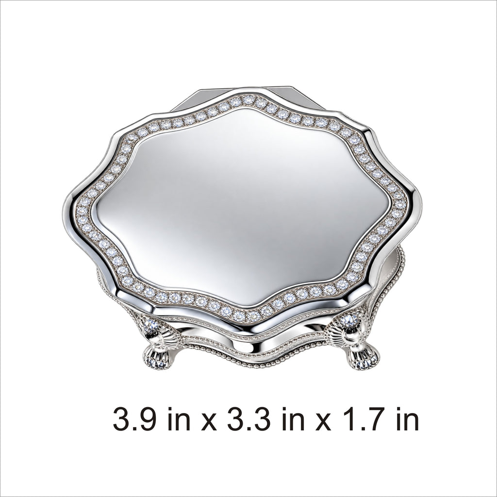 Personalized Baptism Octagon Jewelry Box with Cross – Silver Keepsake Gift