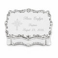 Personalized Baptism Jewelry Box with Cross – Silver Keepsake Box