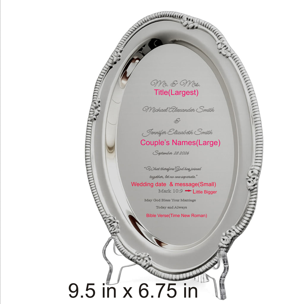 Personalized Silver Wedding Tray – Engraved Keepsake Gift for Couple