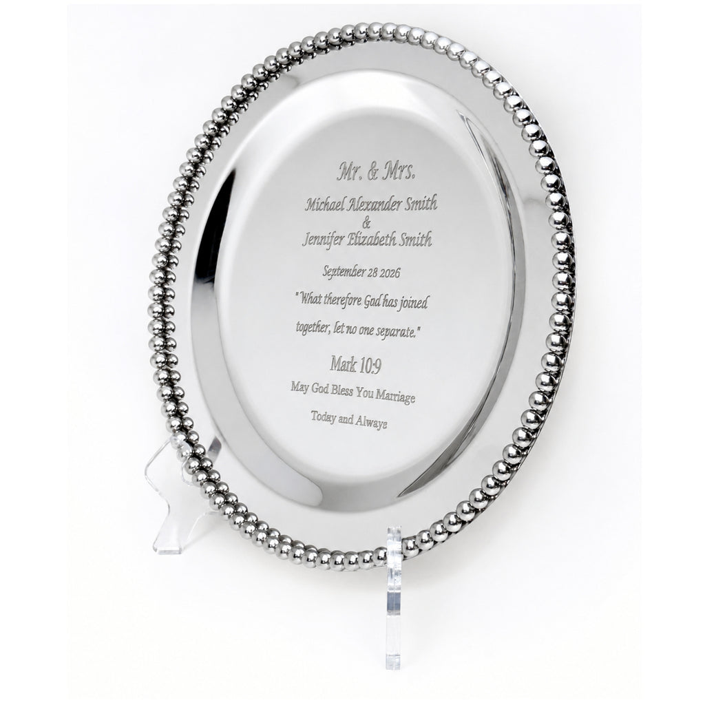 Personalized Round Silver Anniversary Tray – Engraved Keepsake Gift for Couple