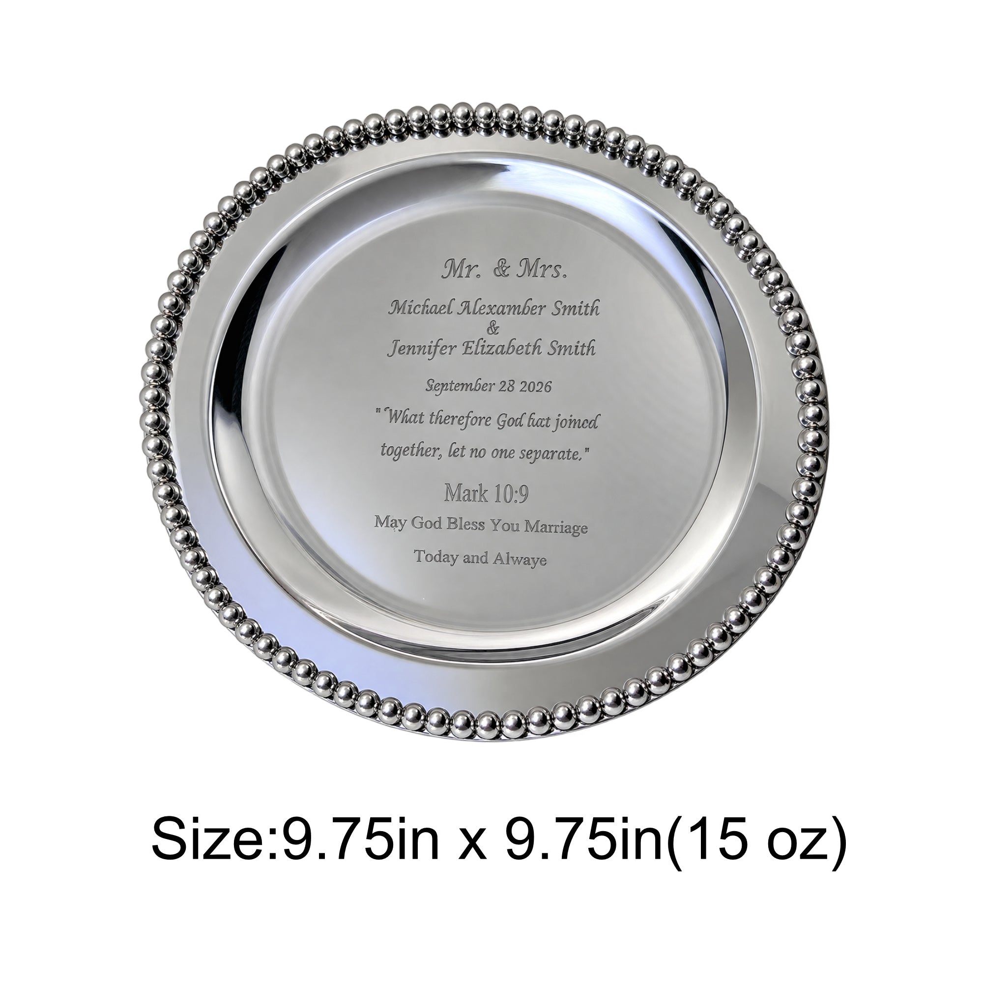 Personalized Round Silver Anniversary Tray – Engraved Keepsake Gift for Couple
