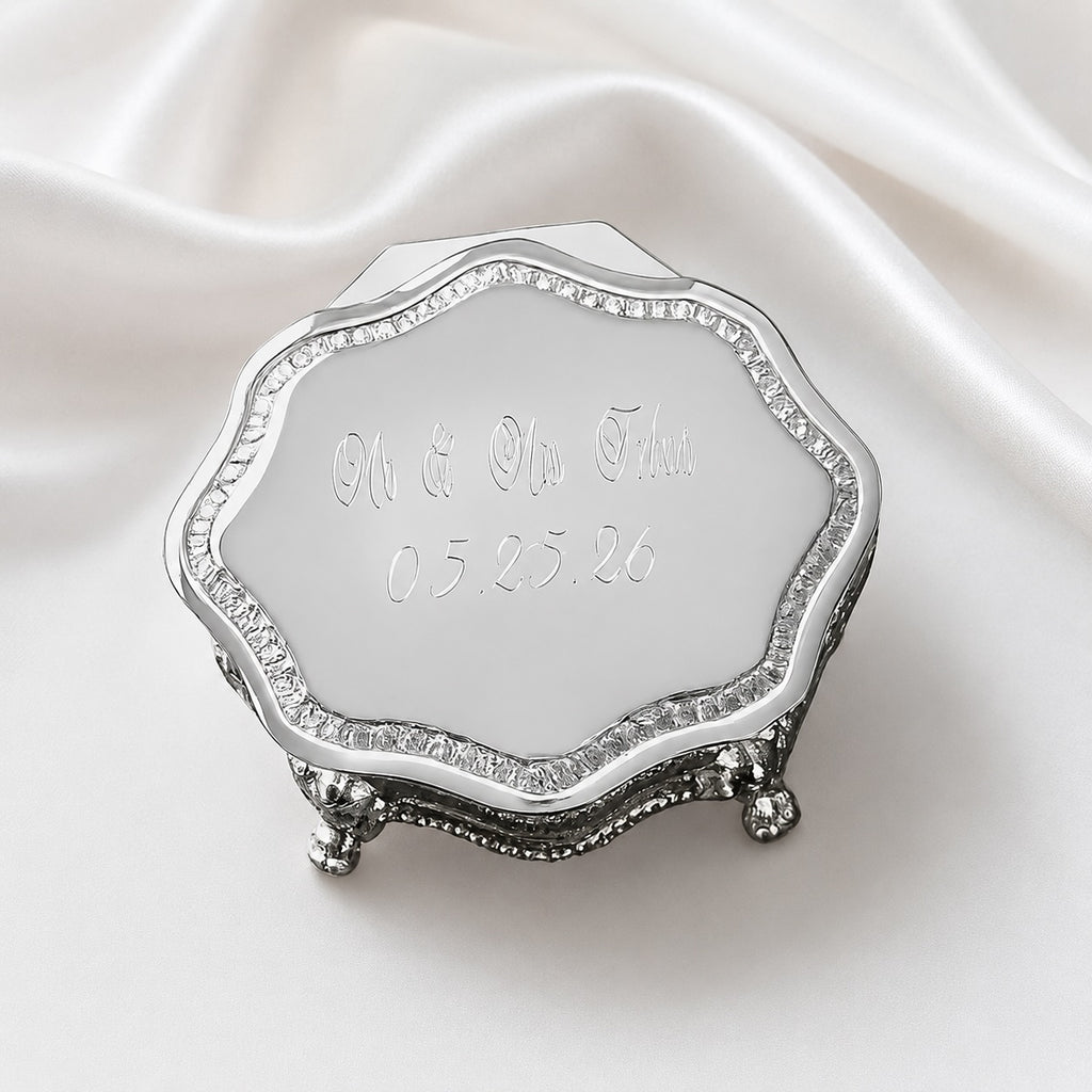 Personalized Victorian Silver Jewelry Box | Custom Engraved Keepsake Box | Vintage Jewelry Box Gift for Her