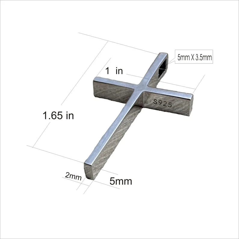 Personalized 925 Sterling Silver Cross Necklace | Custom Engraved Cross Pendant | Christian Gift for Men & Women