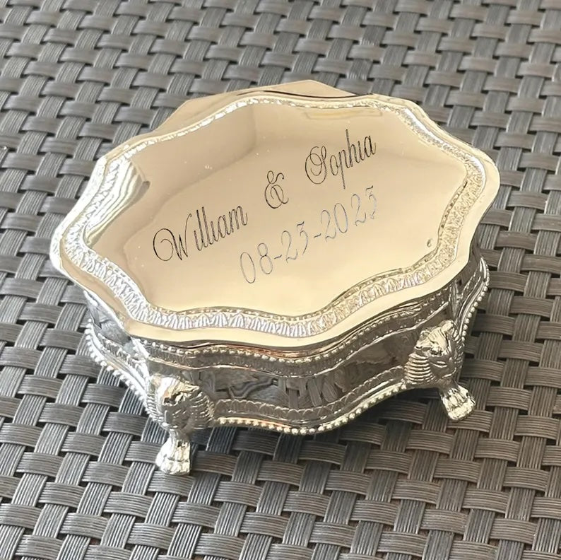 Personalized Victorian Silver Jewelry Box | Custom Engraved Keepsake Box | Vintage Jewelry Box Gift for Her