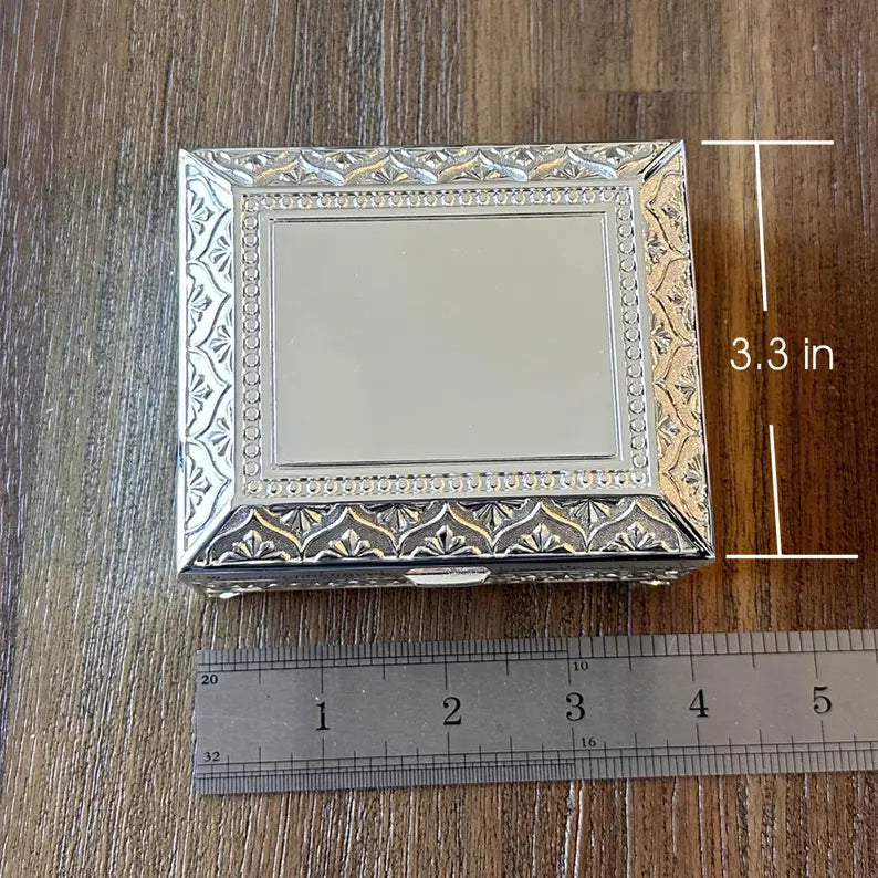 Personalized Anniversary Jewelry Box | Engraved Victorian Silver Keepsake Box | Custom Gift for Wife, Girlfriend & Her