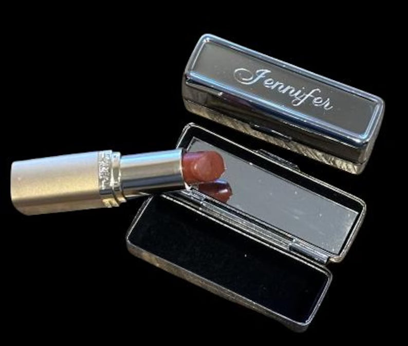 Personalized Lipstick Case with Mirror – Engraved Bridesmaid Gift