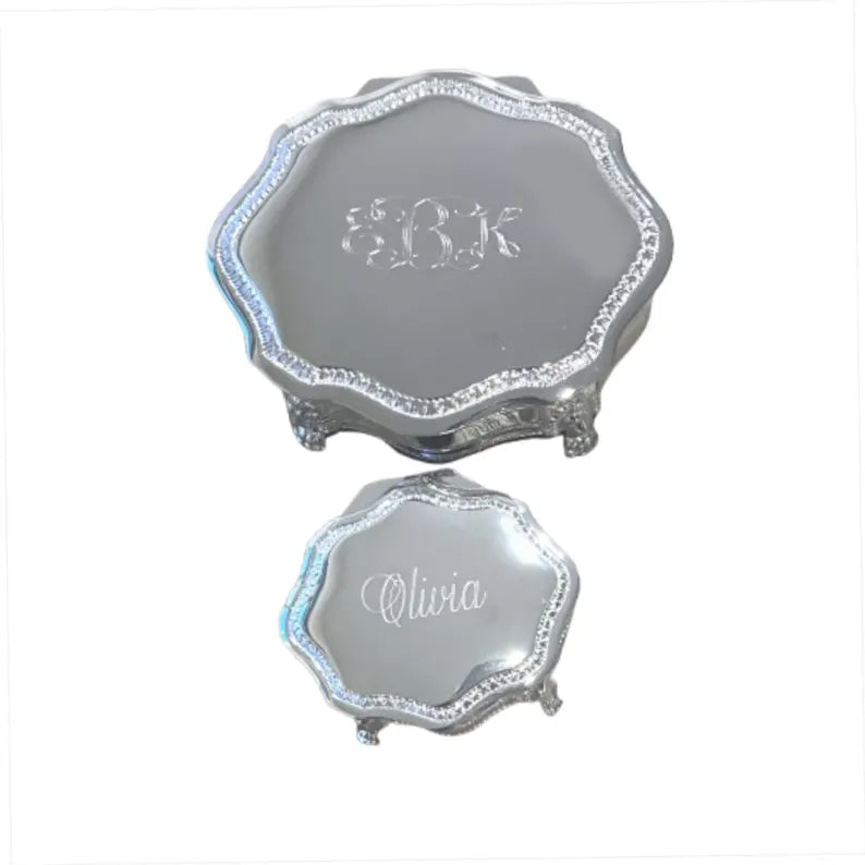 Personalized Victorian Silver Jewelry Box | Custom Engraved Keepsake Box | Vintage Jewelry Box Gift for Her