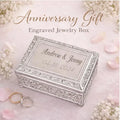 Personalized Anniversary Jewelry Box | Engraved Victorian Silver Keepsake Box | Custom Gift for Wife, Girlfriend & Her