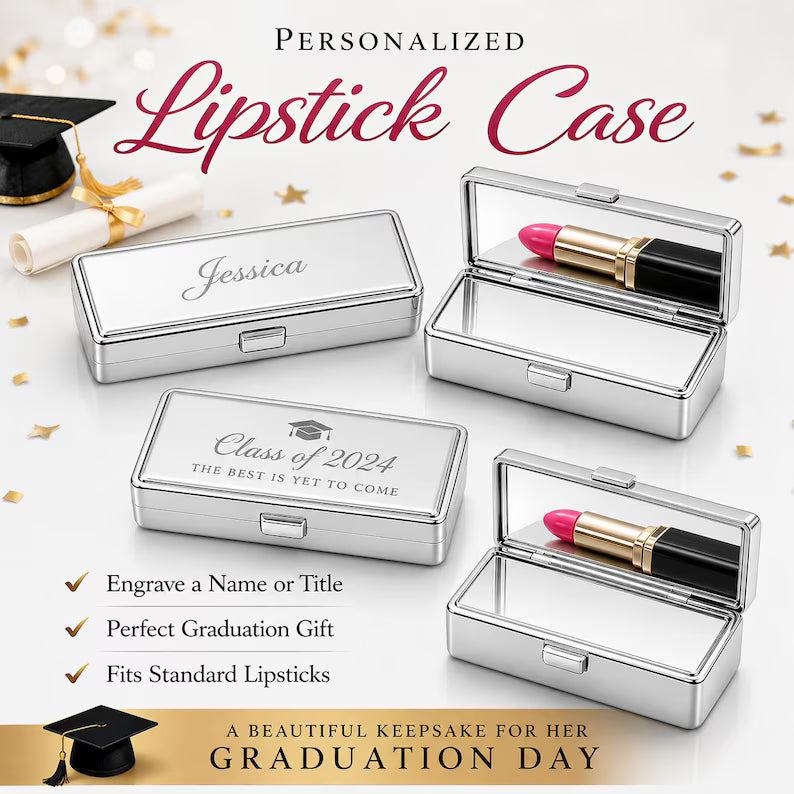 Personalized Lipstick Case with Mirror – Engraved Bridesmaid Gift