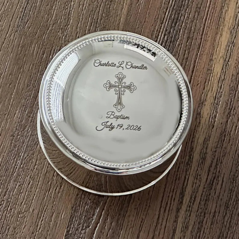 Personalized Baptism Jewelry Box for Girls | Engraved Silver Christening Keepsake | First Communion & Confirmation Gift